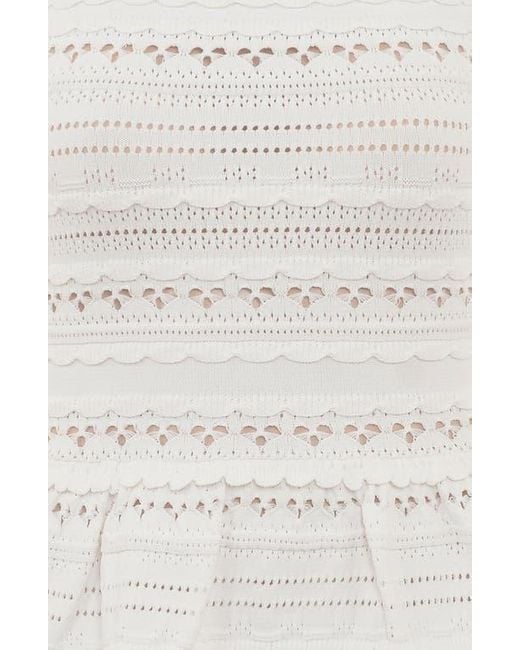 House Of Cb White Serafina Mixed Stitch Cocktail Mini Halter Dress