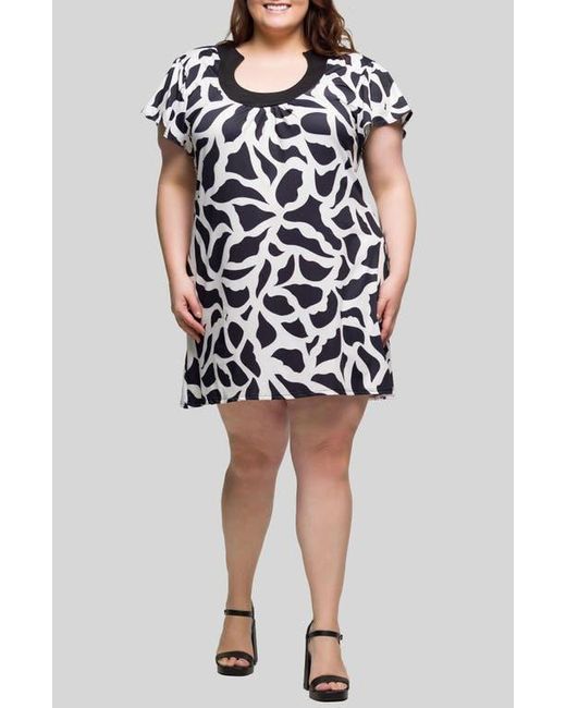 24seven Comfort Apparel Black Flutter Sleeve Minidress