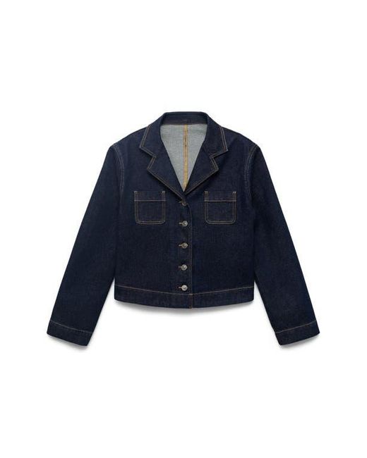 Mango Blue Fitted Crop Denim Jacket