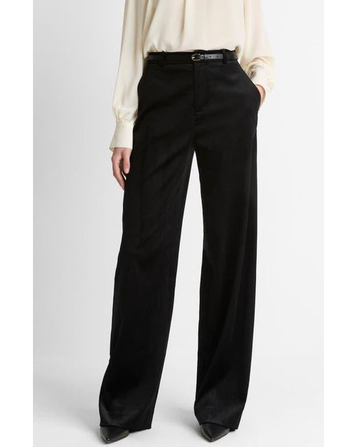 Vince Black High Waist Wide Leg Velvet Pants