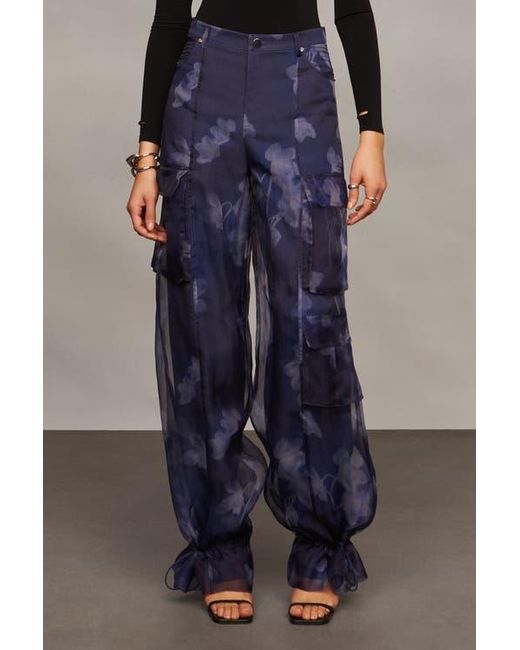 AMUR Blue Bridgette Organza Cargo Pants