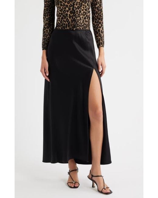 Reformation Black Layla Satin Maxi Skirt