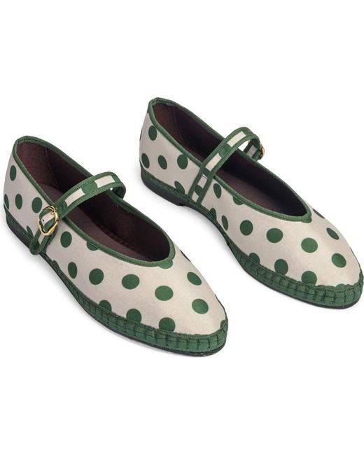 Flabelus Green Polka Dot Pierre Mary Jane Flat