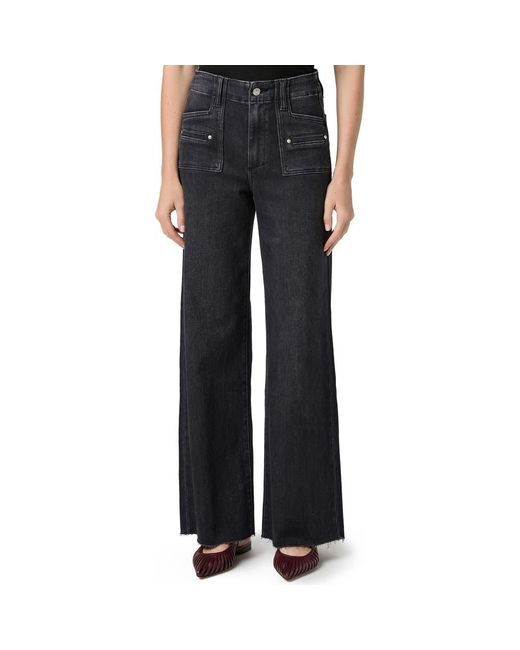 PAIGE Black Anessa Welt Pocket High Waist Wide Leg Jeans