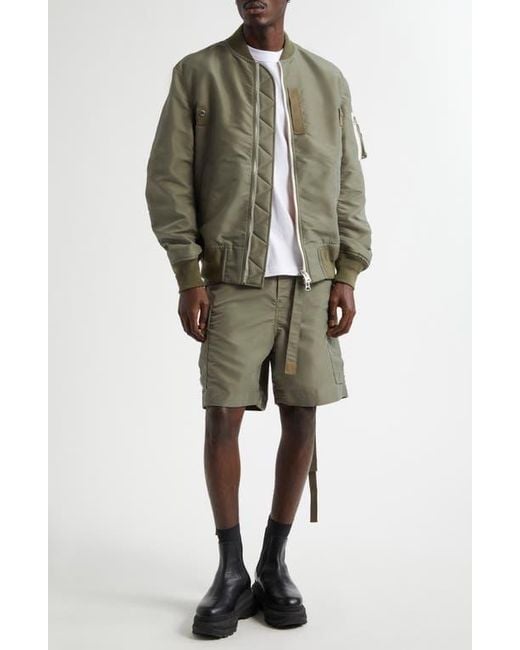 Sacai Nylon Twill Cargo Shorts in Natural for Men | Lyst