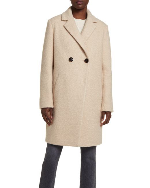 Sam Edelman Natural Bouclé Tweed Double Breasted Coat