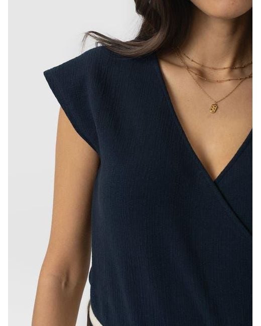 Saint + Sofia Blue Rosa Wrap Top