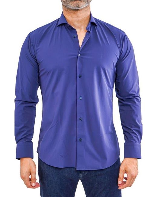 Maceoo Blue Einstein Stretchcore Performance Button-Up Shirt for men