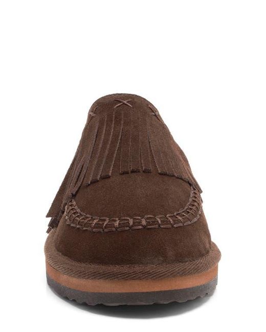 Free People Brown Fallon Fringe Faux Fur Mule Slipper