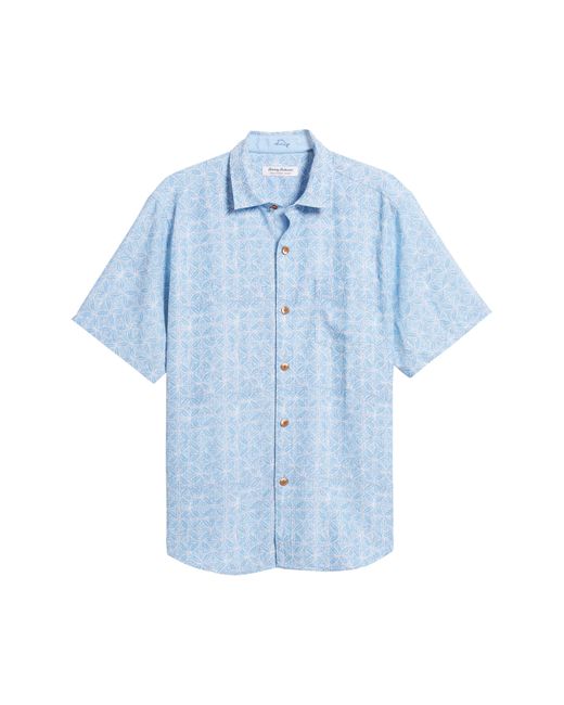 Tommy Bahama Blue Coconut Point Fleur De Geometric Short Sleeve Button-up Shirt for men
