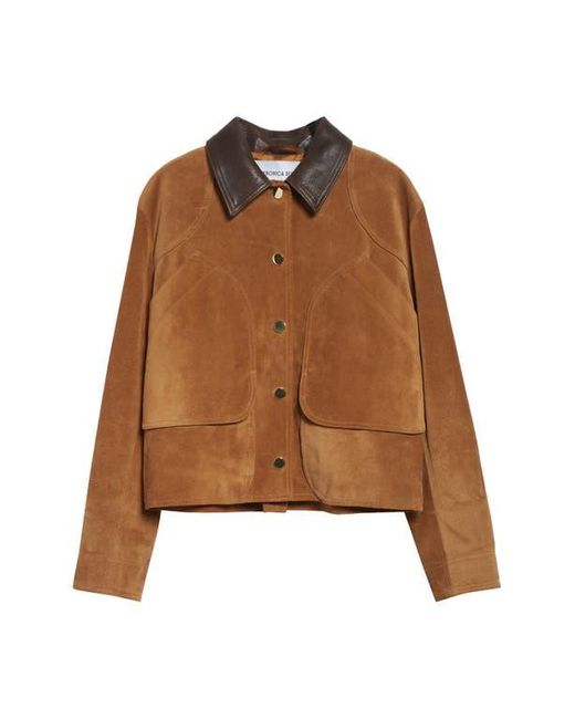 Veronica Beard Brown Walters Crop Suede Barn Jacket