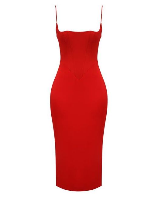 strapless open back dress Chantel Formal Satin Corset Lace-Up Midi Dress