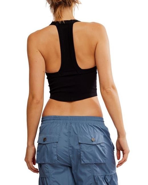 Free People Black Fp Movement All Clear Crop Racerback Tank