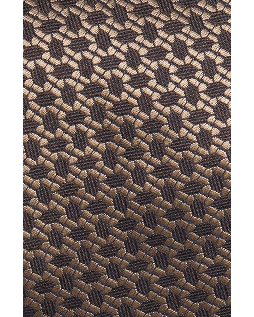 Canali Brown Geometric Silk Tie for men