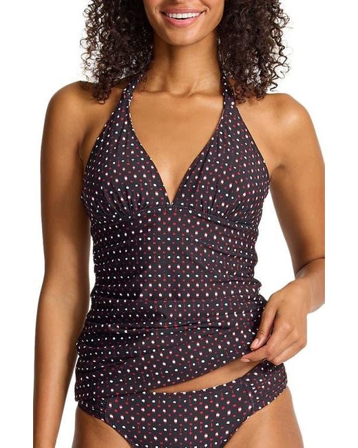 Tommy Bahama Blue Sunset Blooms Reversible Halter Upf 50+ Tankini Top