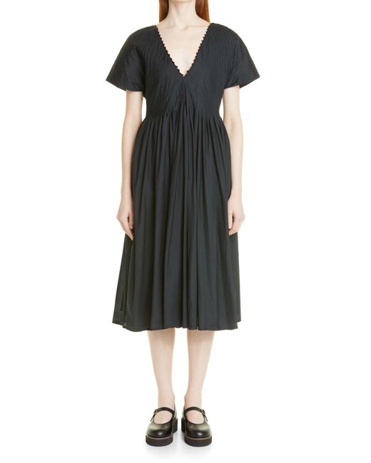 Merlette Black Zeeland Short Sleeve Cotton Voile Dress