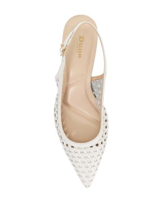 Dune White Divided Pointed Toe Slingback Pump