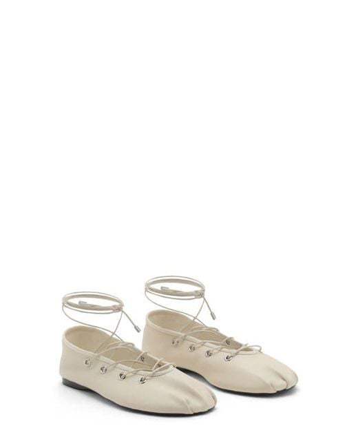 Mango White Ankle Wrap Ballet Flat