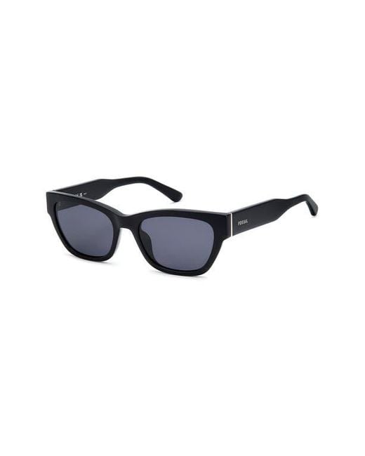 Fossil Blue 55Mm Rectangular Sunglasses