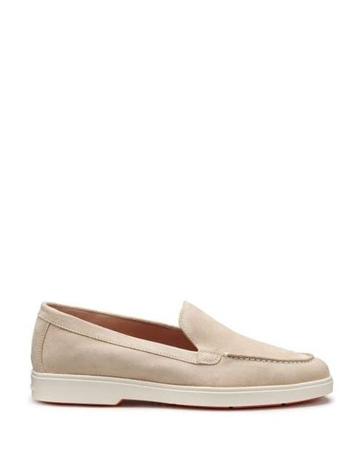 Santoni White Suede Loafer