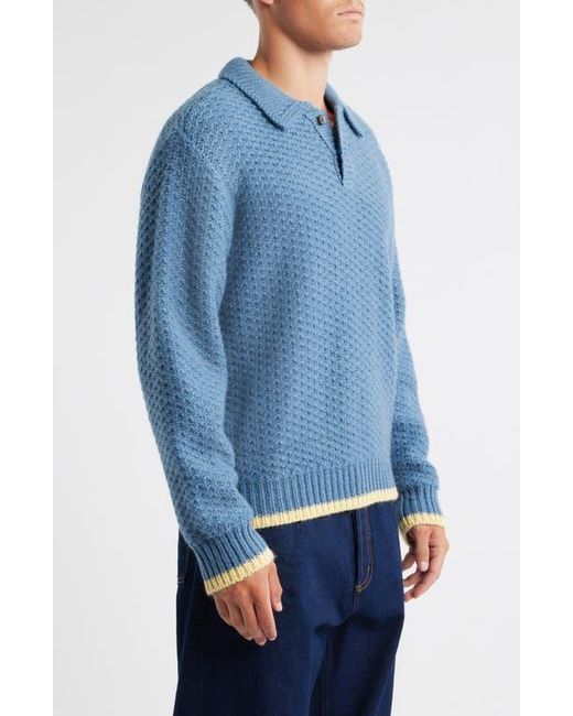 Obey Blue Loreto Textured Polo Sweater for men