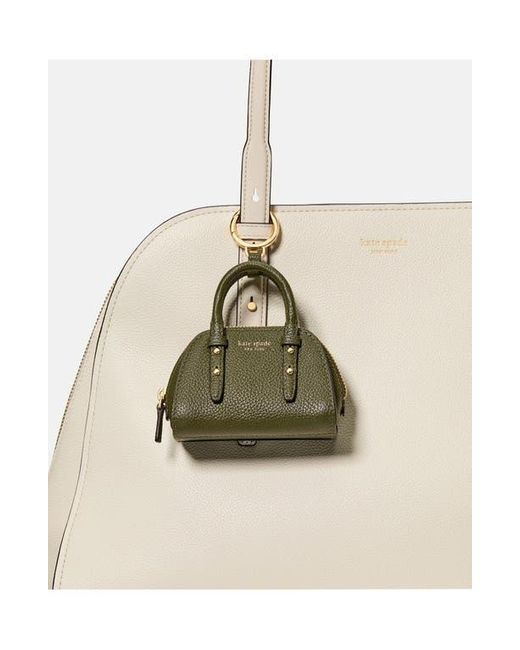 Kate Spade Green Charmed Pebble Leather Key Fob