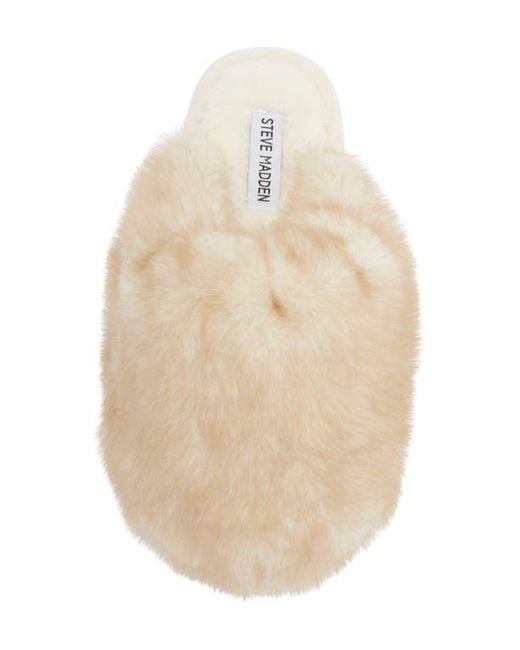 Steve Madden Natural Poof Faux Fur Slipper
