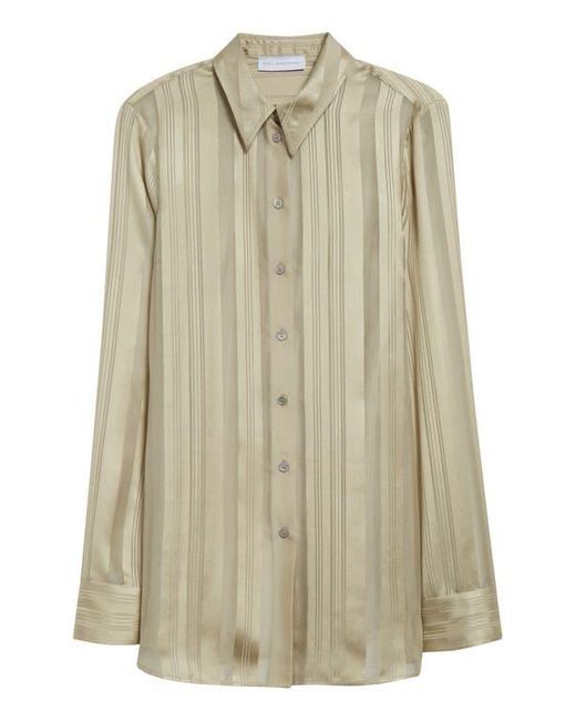 Stella McCartney Natural Variegated Stripe Silk Button-Up Shirt