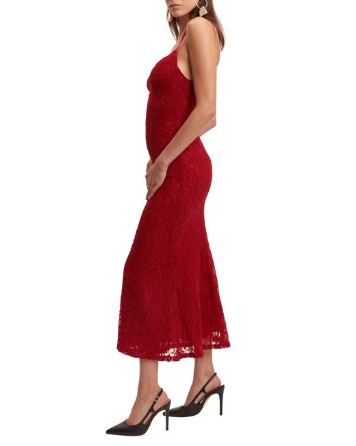 Bardot Red Ruby Lace Sleeveless Midi Dress