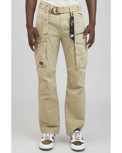 PRPS Natural Backbone Belted Cargo Jeans for men