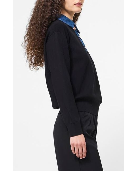 French Connection Black Denim Collar Sweater