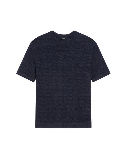 Theory Black Kolben Short Sleeve Linen & Cotton Blend Crewneck Sweater for men