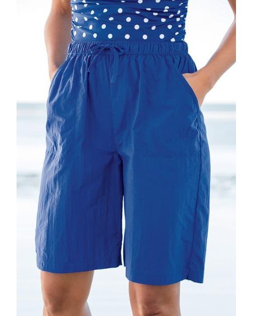 Swim 365 Black Taslon Cover Up Board Shorts With Built-In Brief