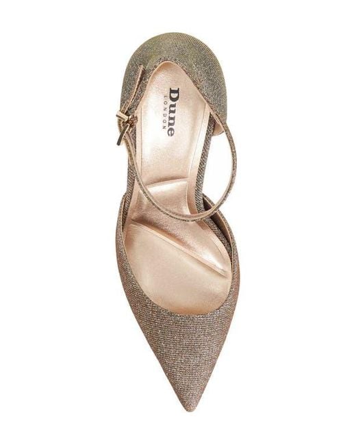 Dune Metallic Calmness Ankle Strap Pointed Toe Pump