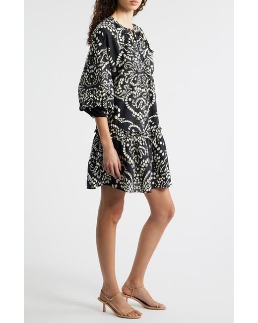 MELLODAY Black Print Poplin Minidress