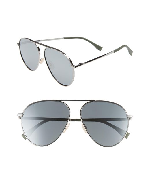 Fendi Metallic 61mm Aviator Sunglasses - Ruthenium for men