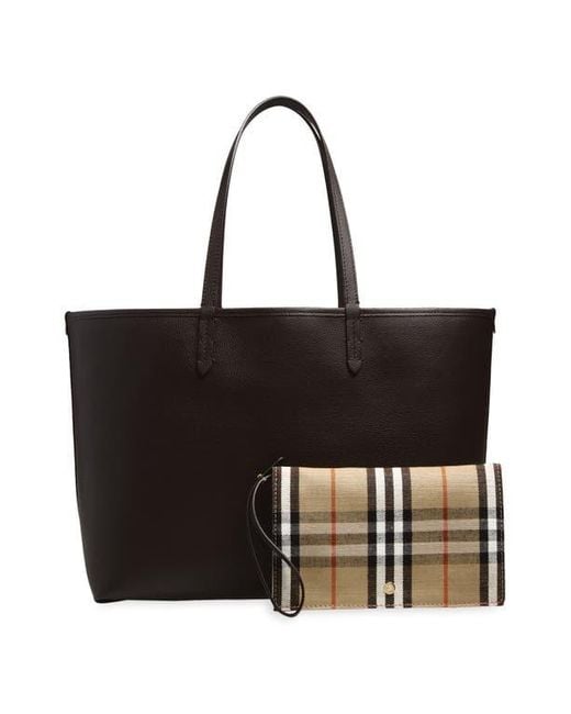 Burberry Black Medium Bloomsbury Leather & Canvas Reversible Tote