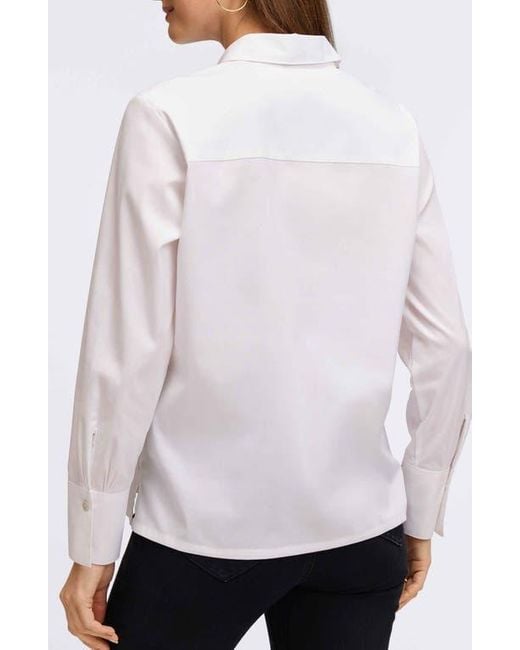 Foxcroft White Bella Solid Popover Top