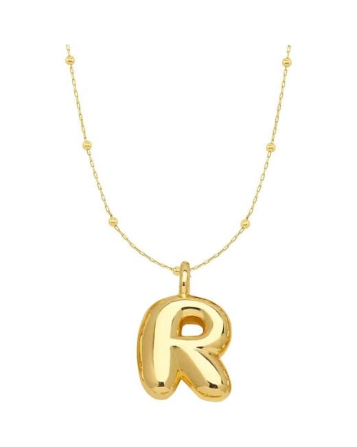 Emma Rae Metallic 14K Plated Bubble Initial Pendant Necklace