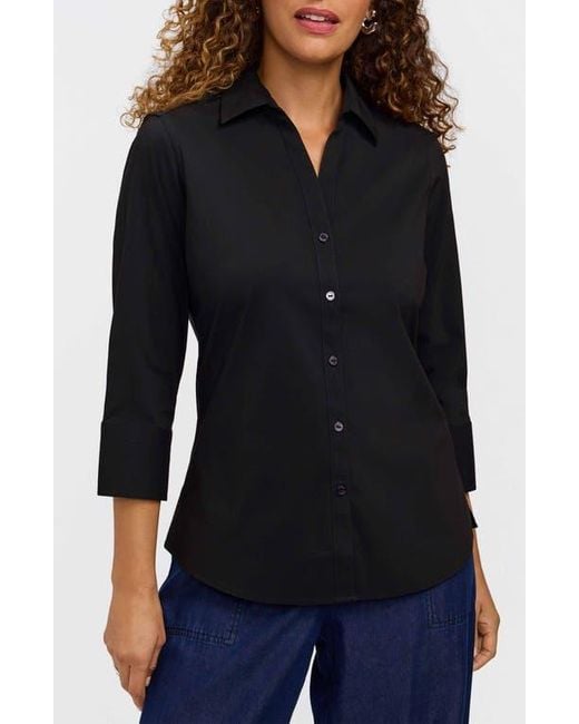 Foxcroft Black Mary Button-Up Blouse