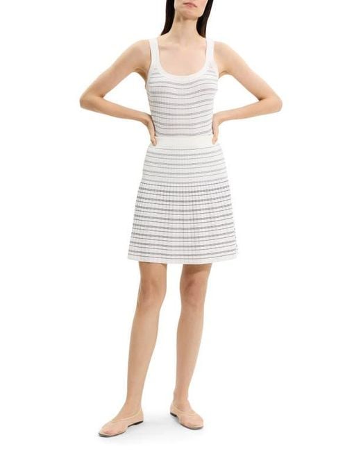Theory White Rib Stripe Skirt