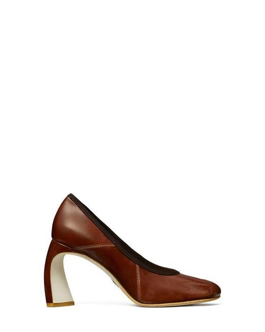 Tory Burch Brown Peep Toe Pump