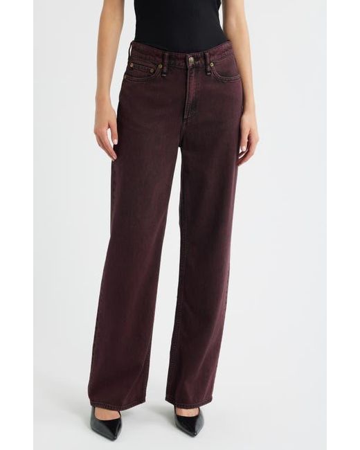 Rag & Bone Red Featherweight Logan Mid Rise Wide Leg Jeans