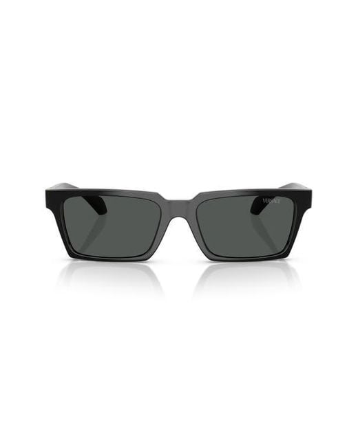 Versace Gray 55Mm Rectangular Sunglasses for men