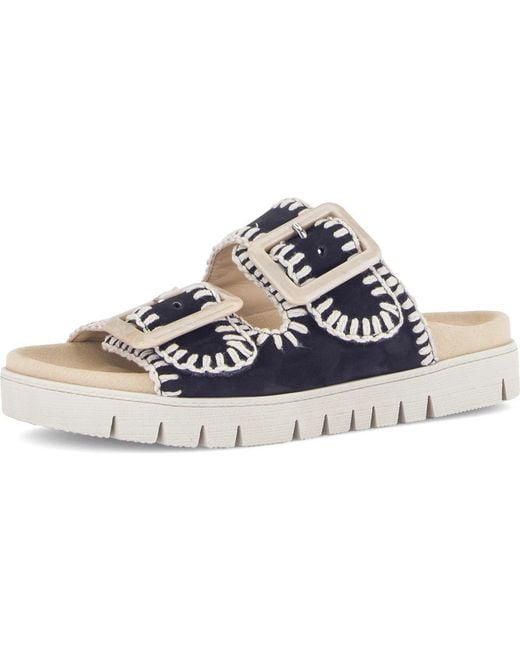 Gabor Blue Two-Strap Lug Sole Sandal