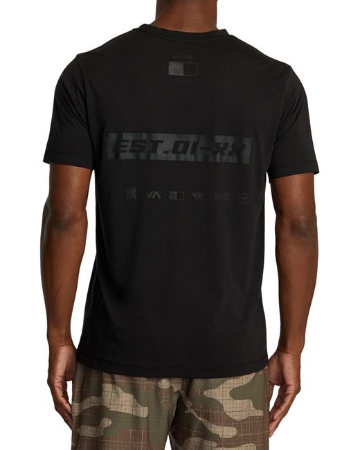 RVCA Black Big Club Performance Graphic T-shirt for men