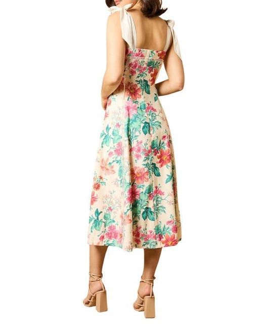 Oasis Multicolor Bow Strap Midi Prom Dress