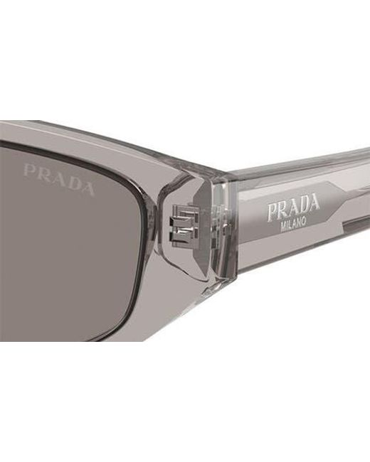 Prada Gray 58Mm Irregular Sunglasses for men