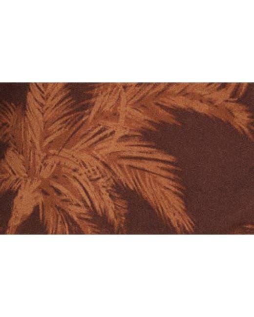 Mango Brown Palm Print Cotton Button-Up Shirt