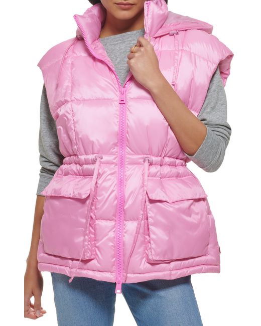 Levi's Cinch Waist Hooded Vest in Pink Lyst